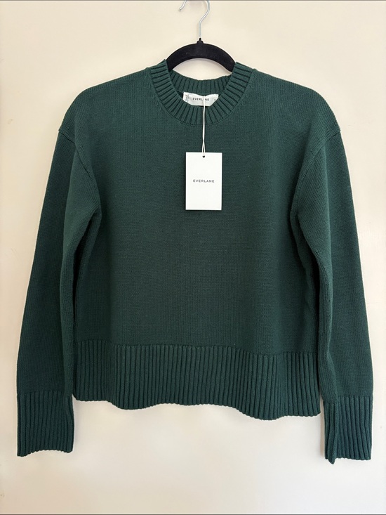 Everlane Sweaters - Everlane Dark Green Cotton Crewneck Sweater, XS